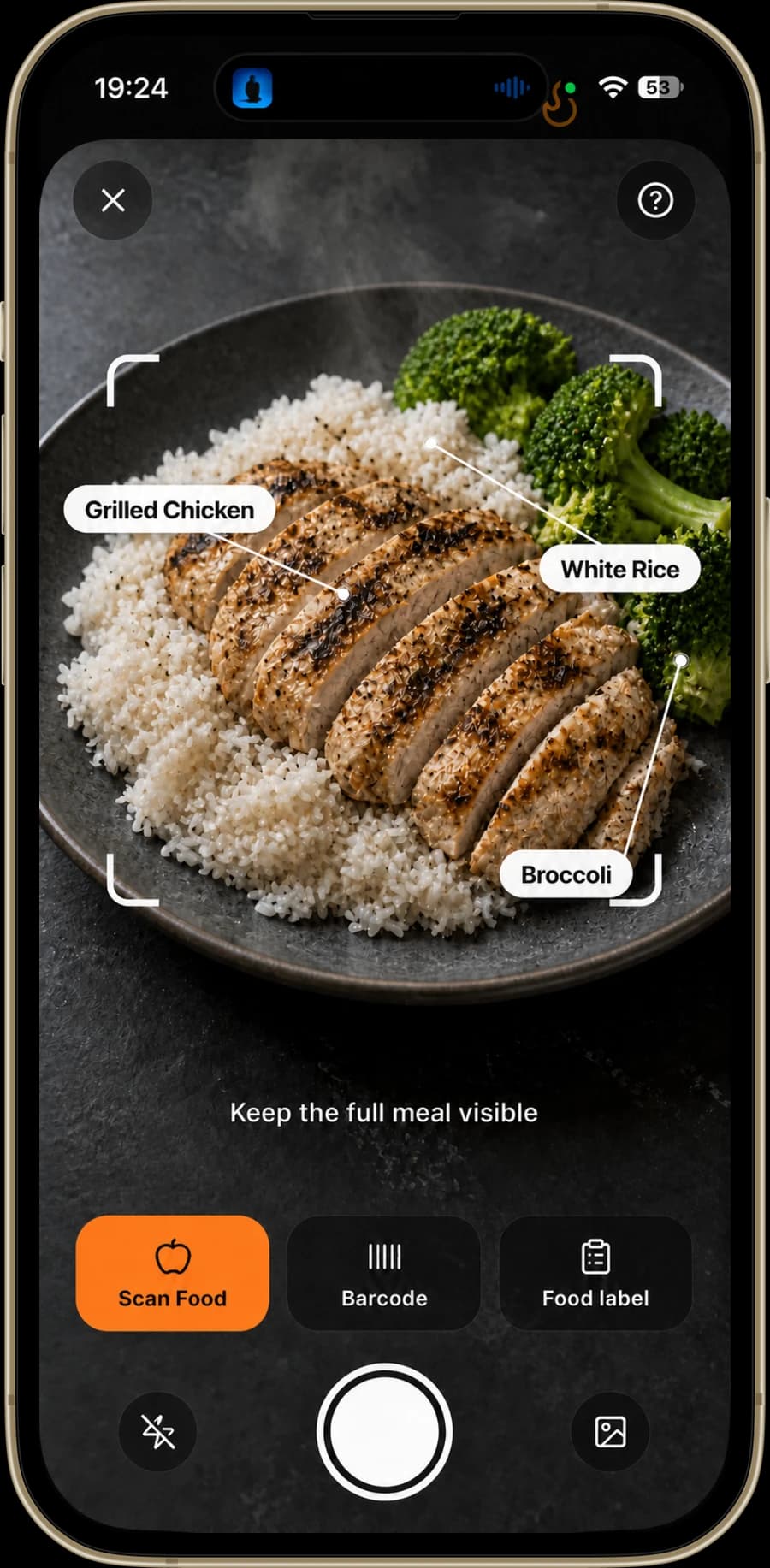 UBulk meal scanner with food photo, barcode and nutrition label modes
